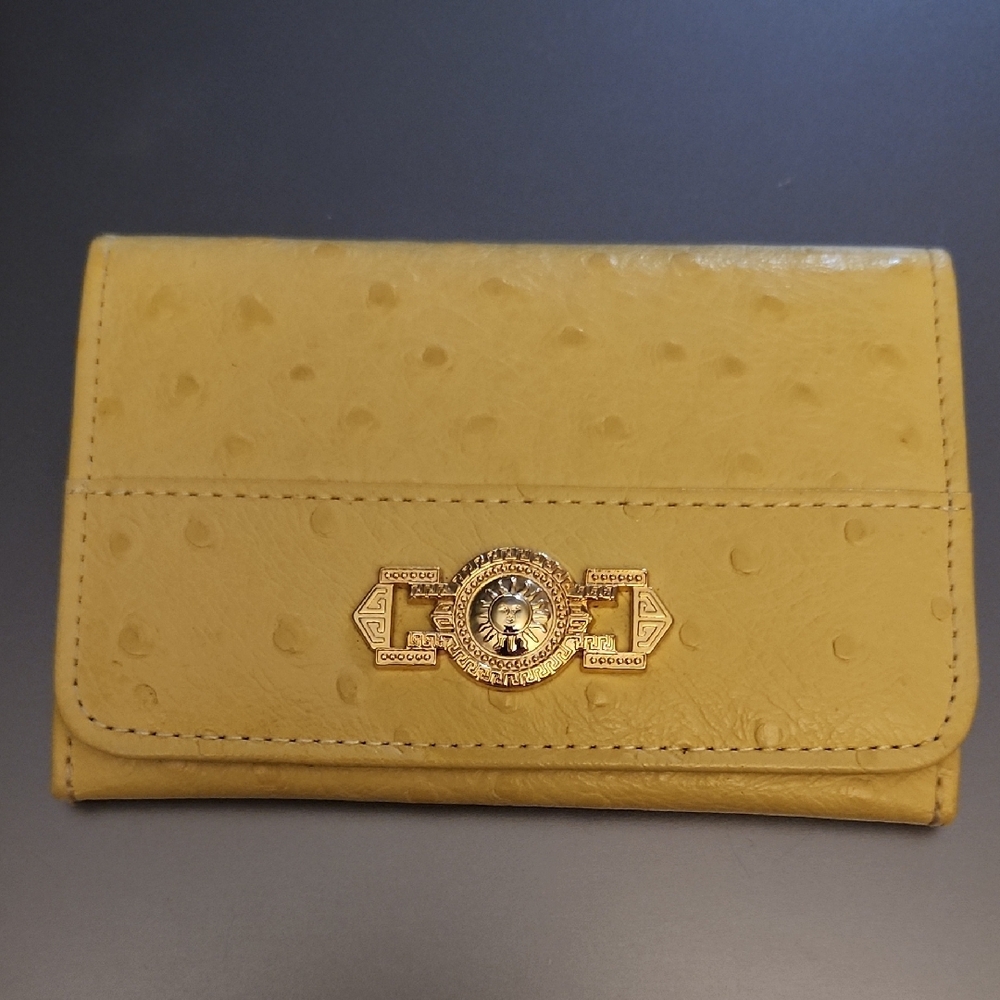 Gianni Versace Ostrich W/Medusa Head Logo Foldover Card Case